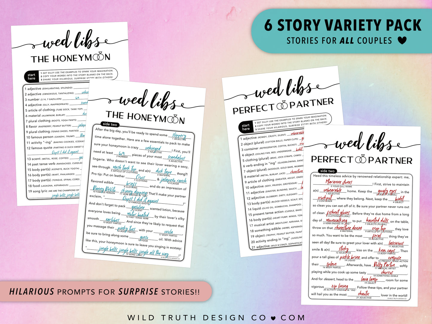 Funny Wedding Mad Libs Games - Elegant, Formal