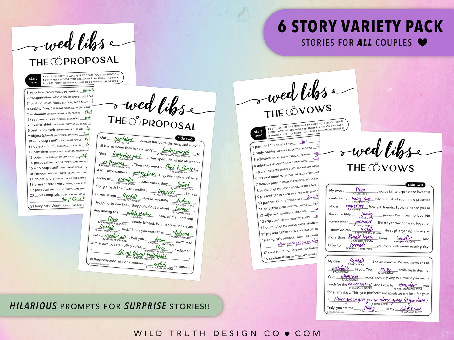 Funny Wedding Mad Libs Games - Elegant, Formal