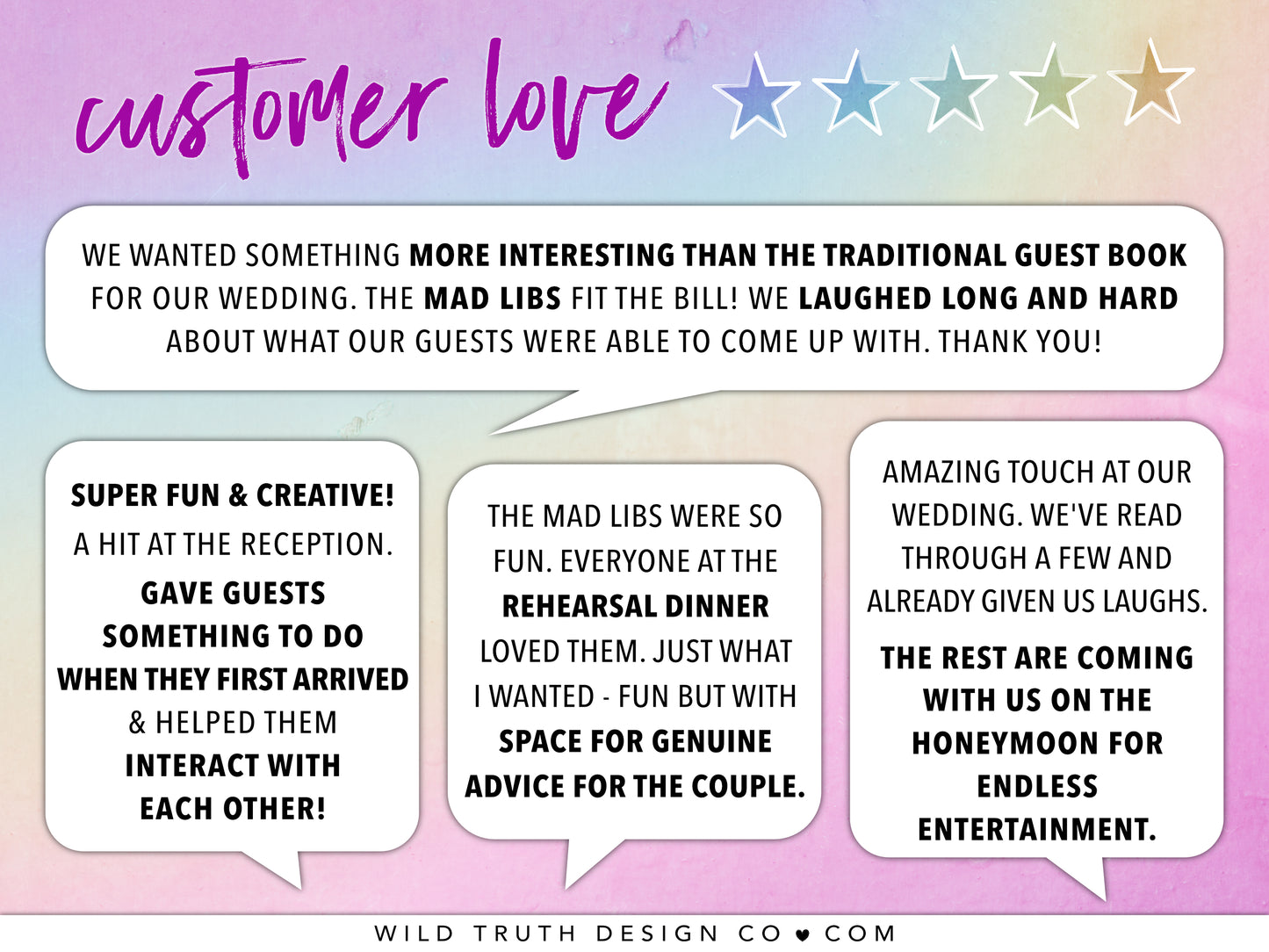 Marriage Toast Mad Libs Game - Fun Alternative Wedding Guest Book - Elegant