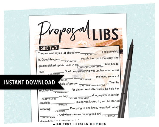 Proposal Wedding Mad Lib