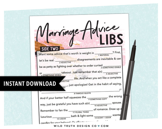 Marriage Advice Wedding Mad Lib