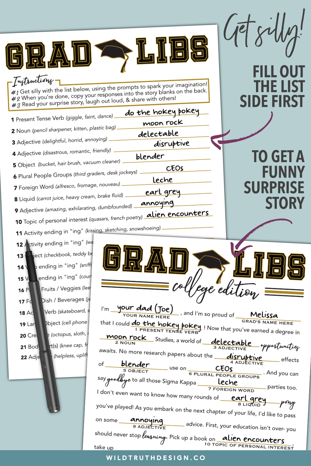 Graduation Mad Libs - College Grad Party Activity