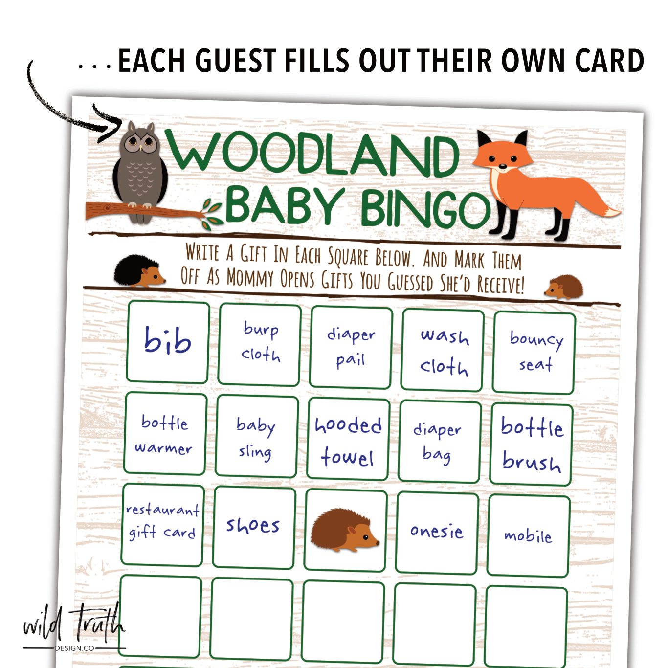 woodland animals baby shower printables