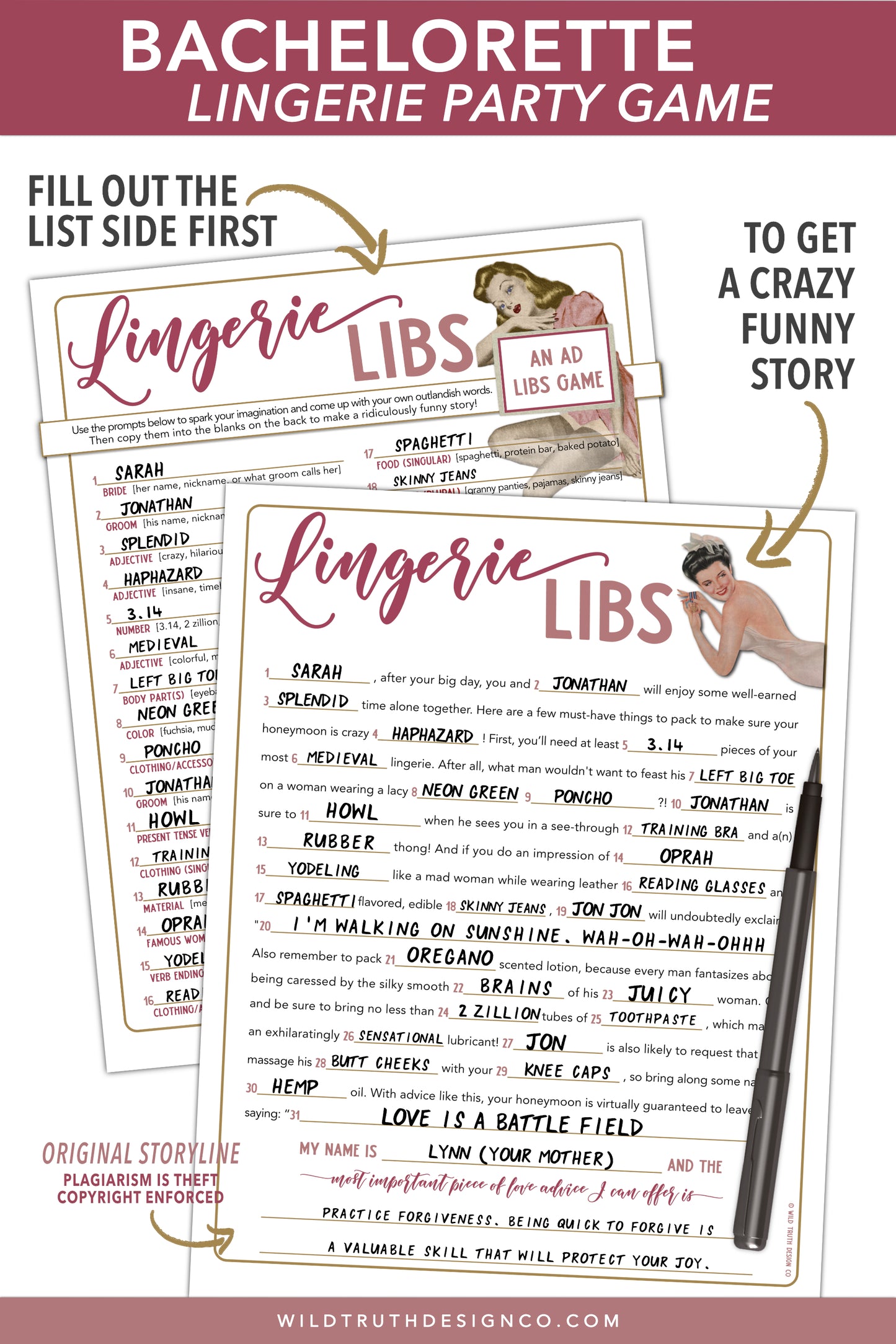 Lingerie Libs Bachelorette Party Game