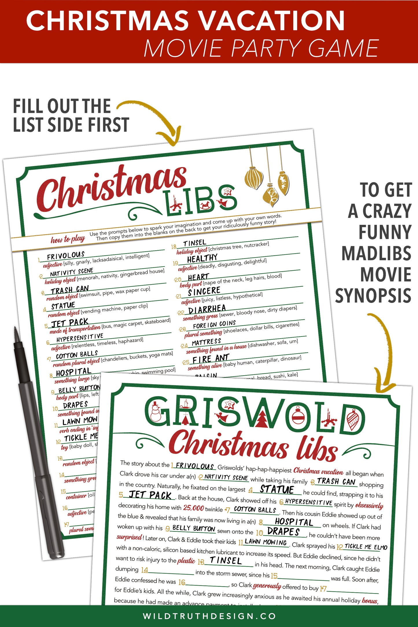 Christmas Vacation Movie Party Game