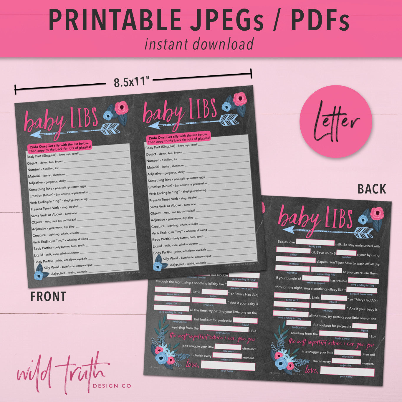 funny mad lib baby shower game