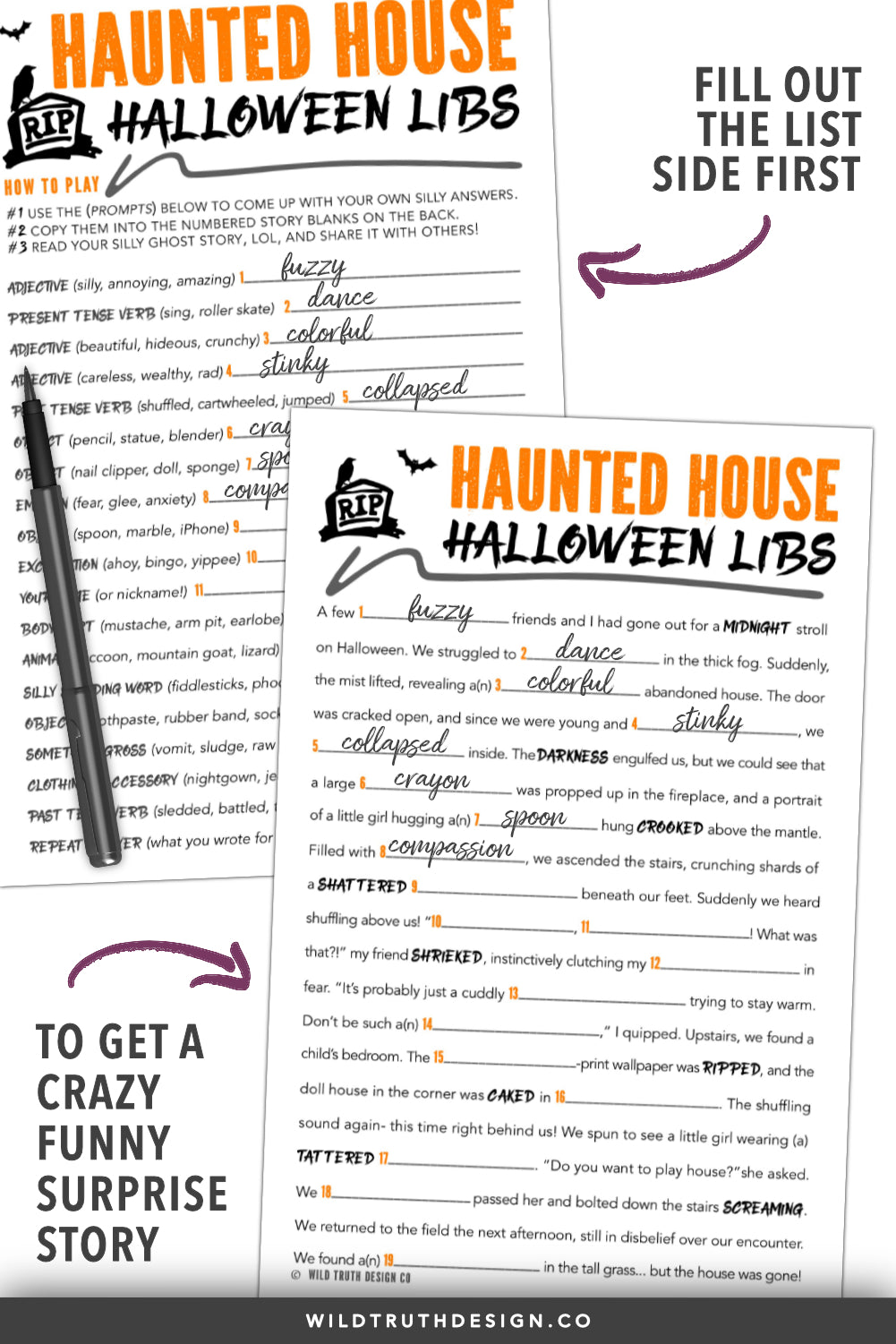 mad libs halloween games for tweens