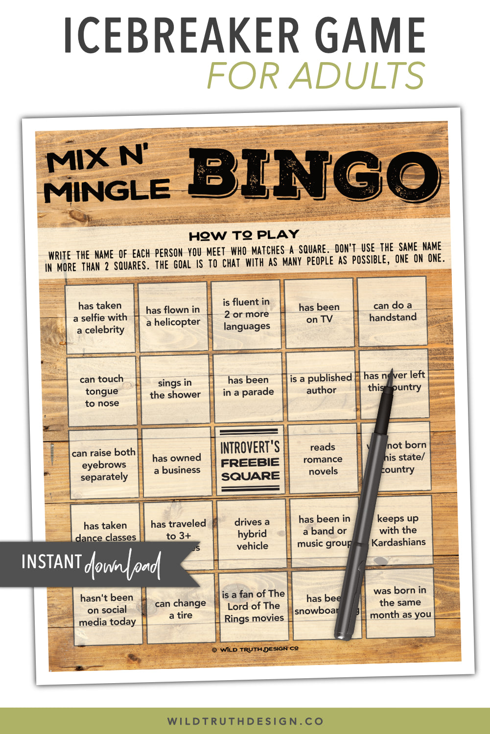 Human Bingo Party Game For Adults