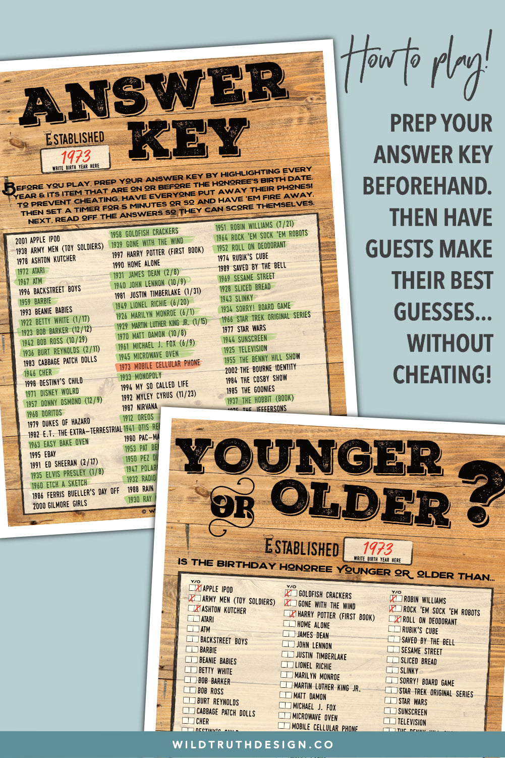 Mens Birthday Party Game Printable