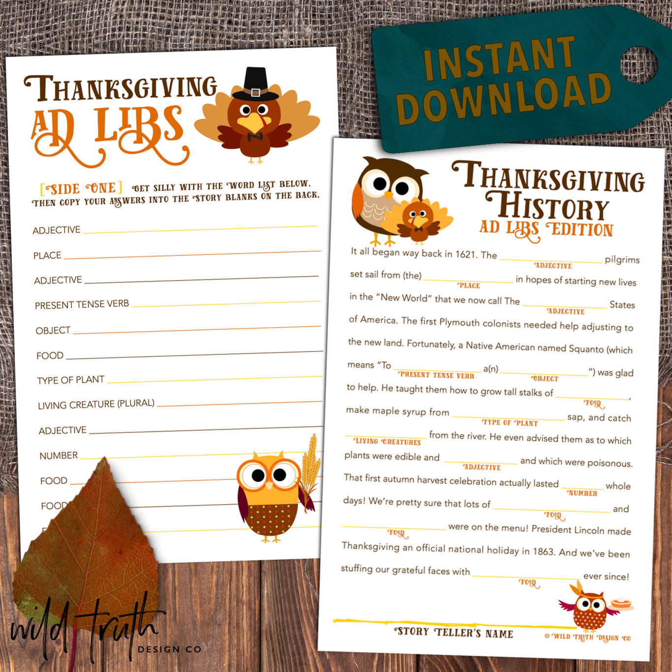 Thanksgiving Mad Libs For Kids, Tweens, & Teens