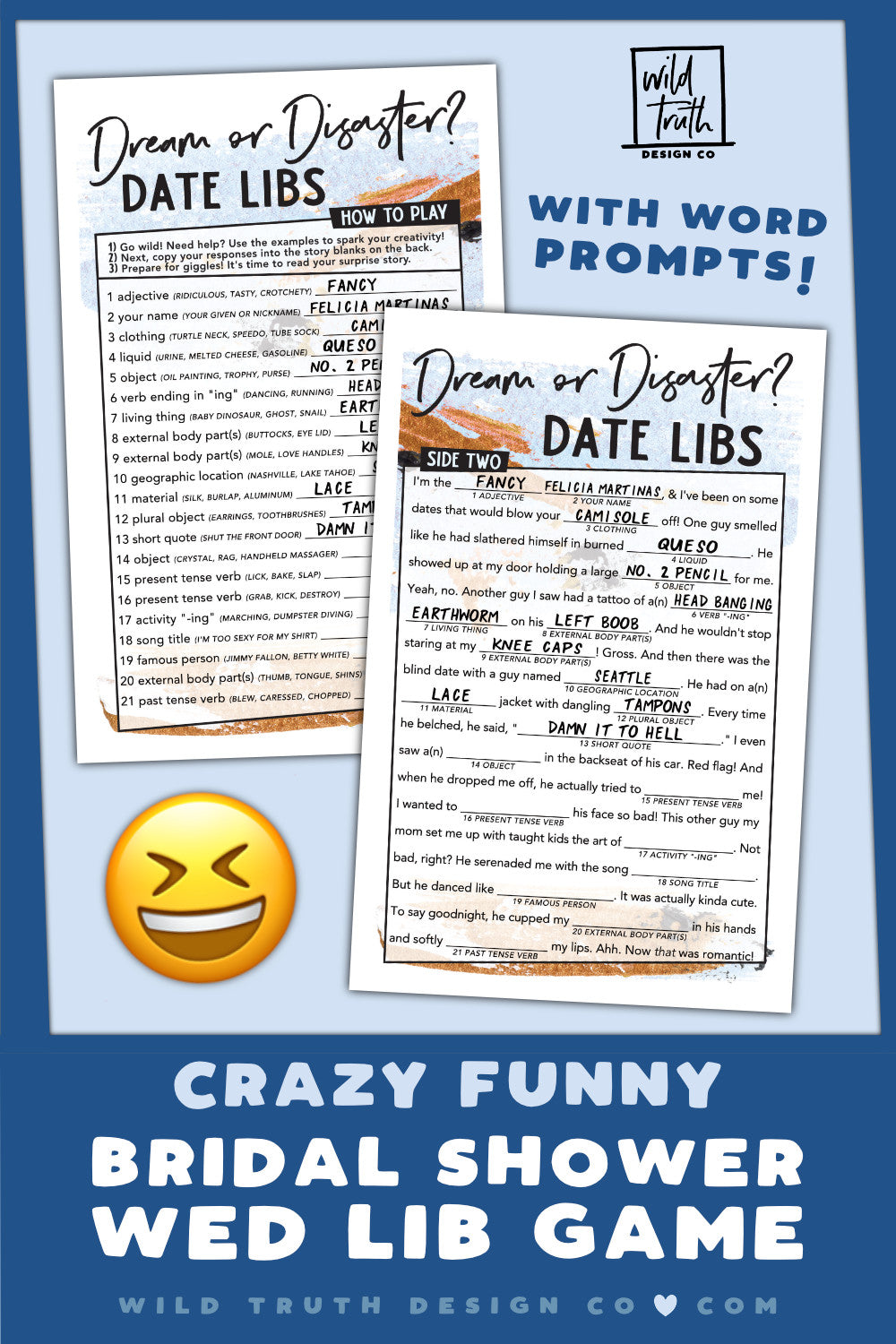Funny Bridal Shower Mad Lib Game