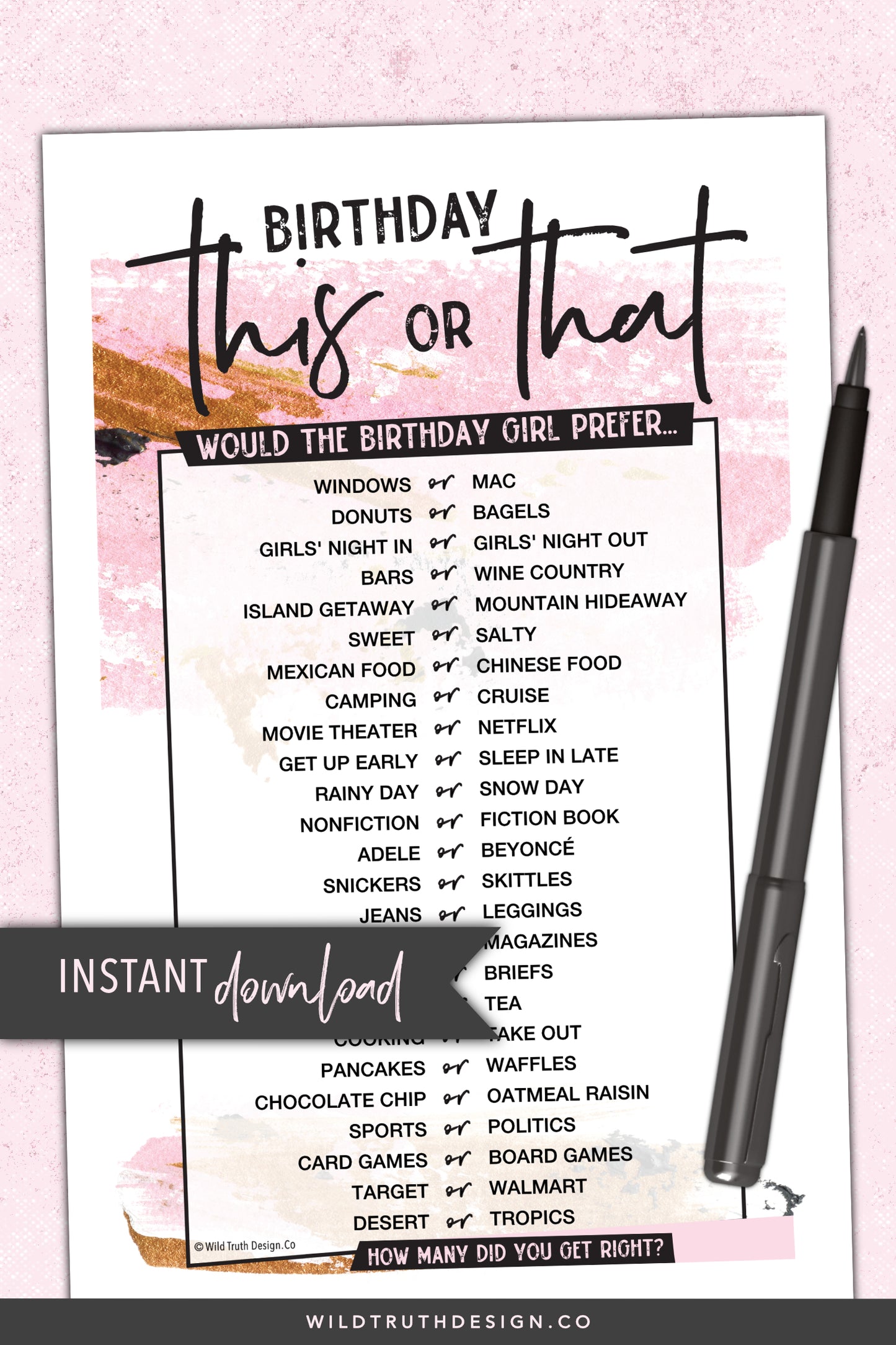 Womens Birthday Game This Or That