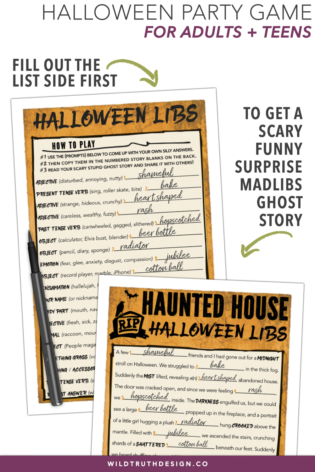 Halloween Mad Libs For Teens & Adults - Ghost Story & Haunted House