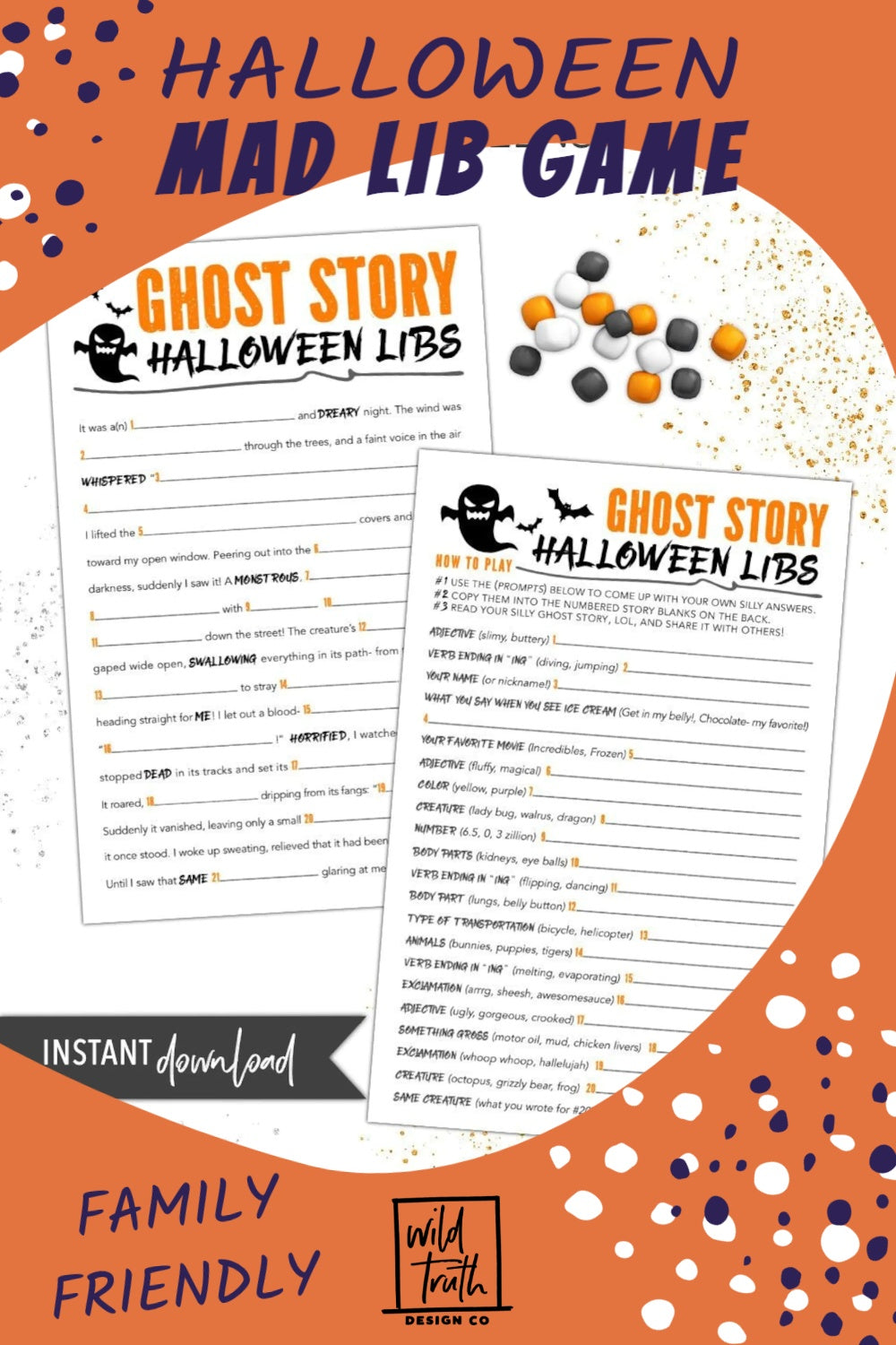 Ghost Story Halloween Mad Lib Game For Kids & Tweens