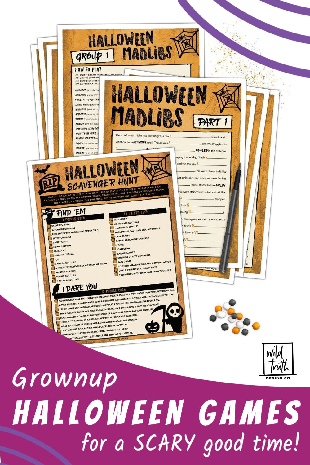Group Halloween Games - Scavenger Hunt & Mad Lib Ghost Story