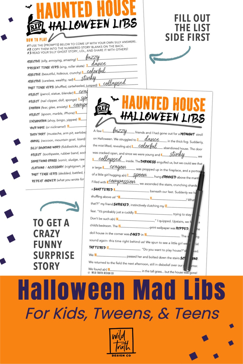 Funny Halloween Mad Lib Game For Kids & Tweens - Haunted House Ghost Story