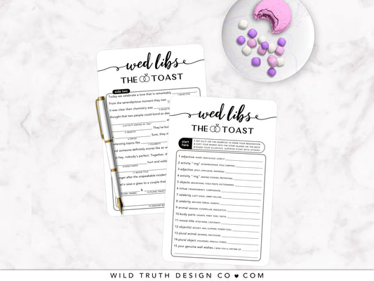 Marriage Toast Mad Libs Game - Fun Alternative Wedding Guest Book - Elegant