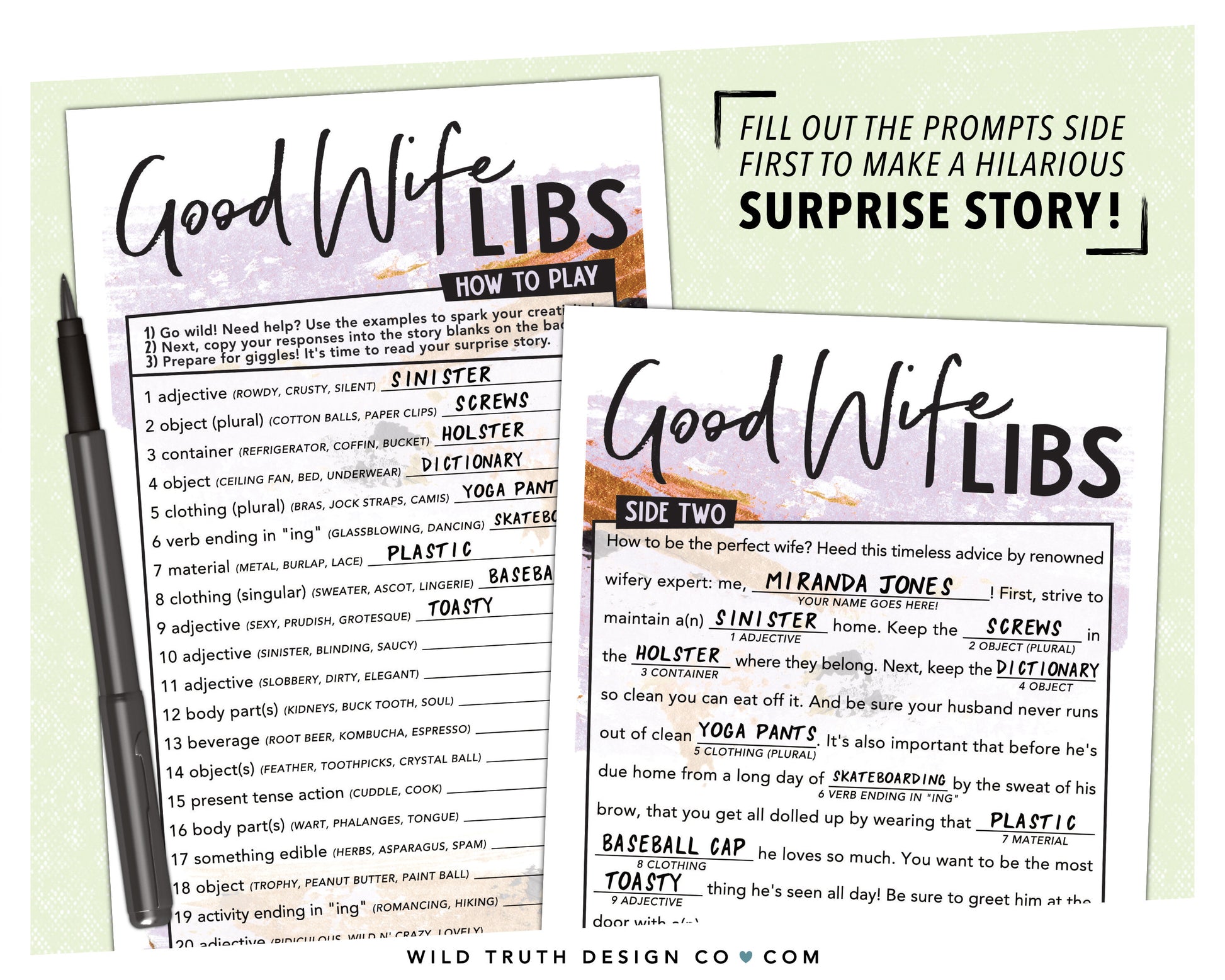 Good Wife Advice Madlib Game Bachelorette Party Bridal Shower  good-wife-advice-madlib-game-bachelorette-party-bridal-shower