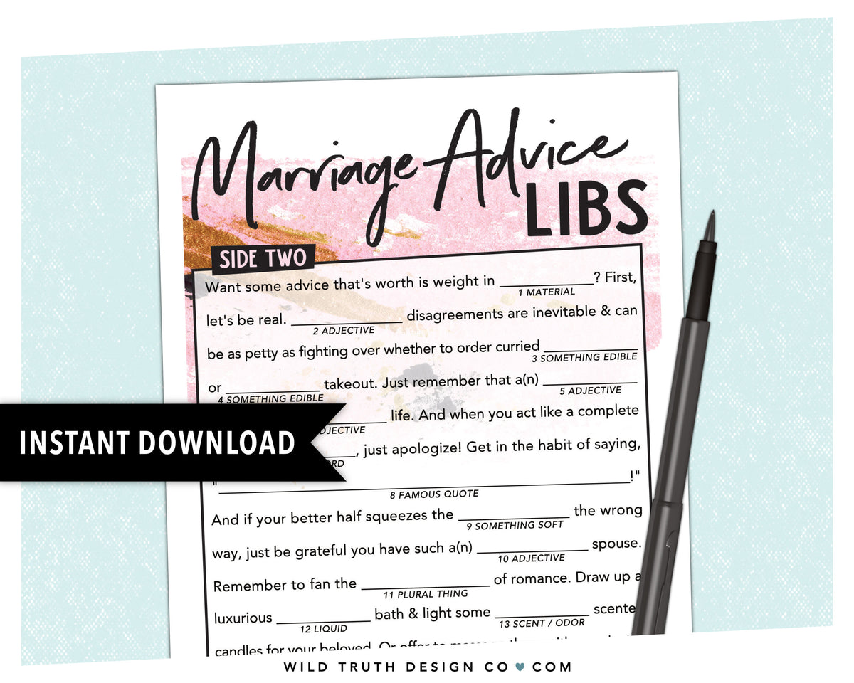 Receptions Mad Wedding reception mad libs | Beachweddingtips.com