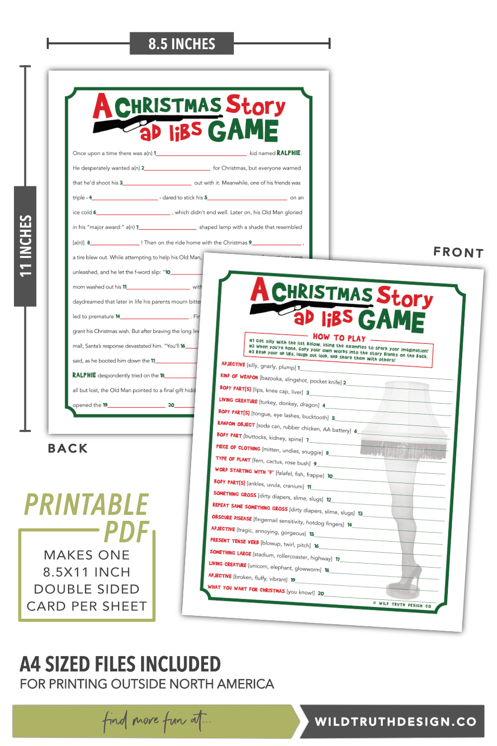 A Christmas Story Ad Lib Game Printable