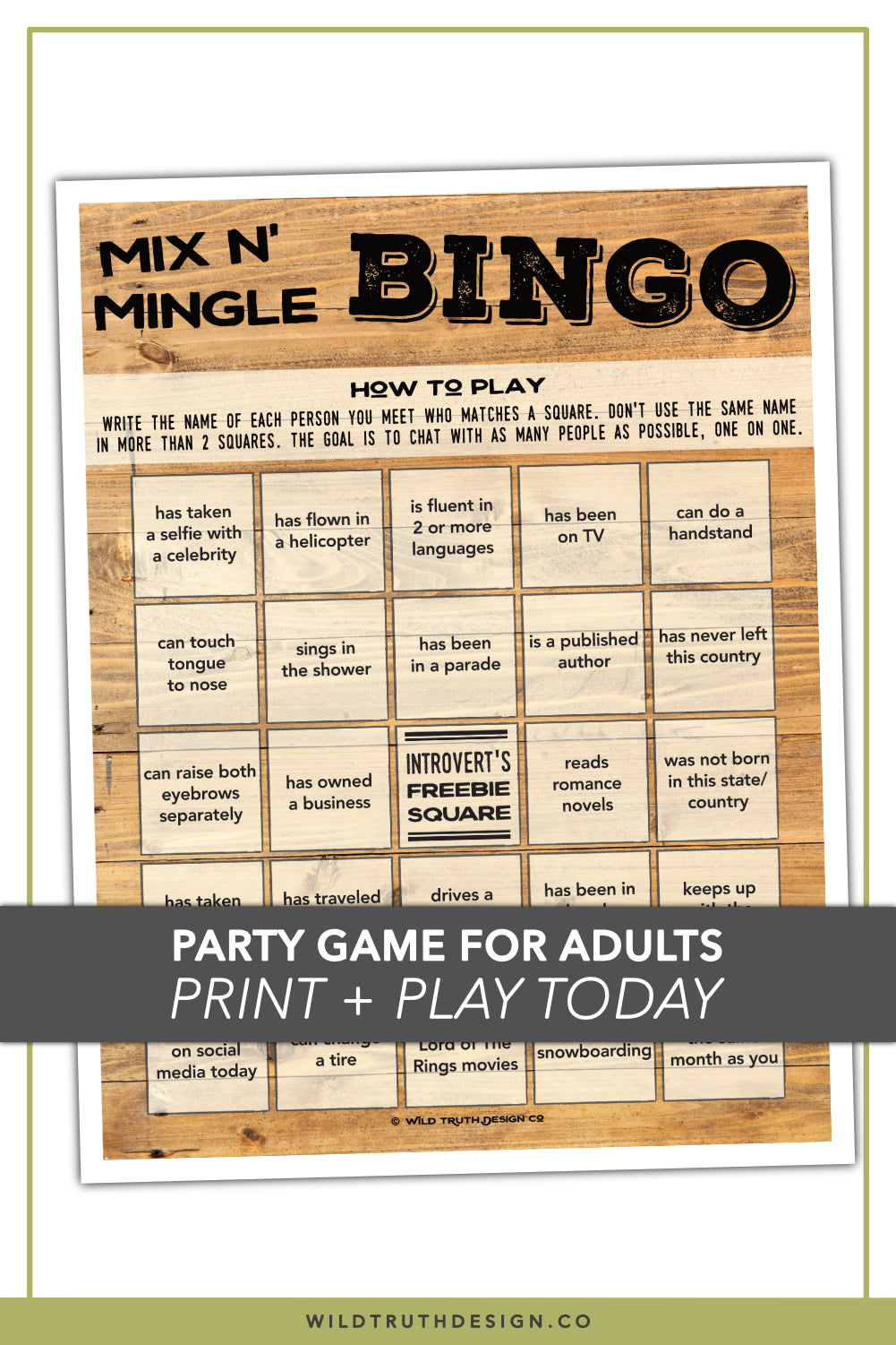 Human Bingo Party Game For Adults
