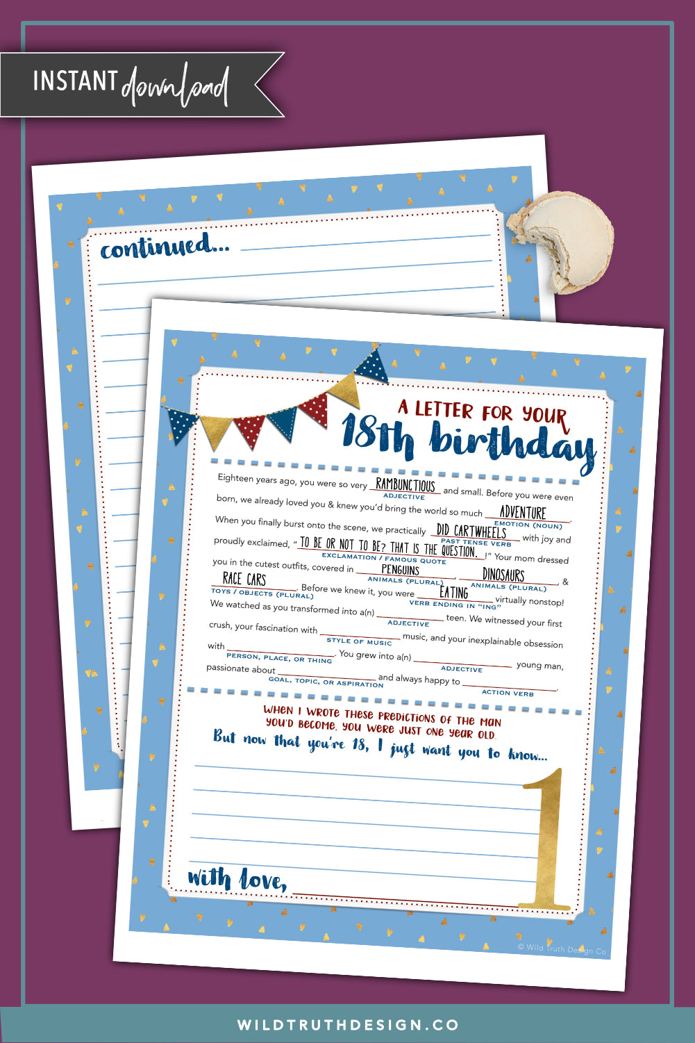 Boys First Birthday Time Capsule Letter Mad Lib