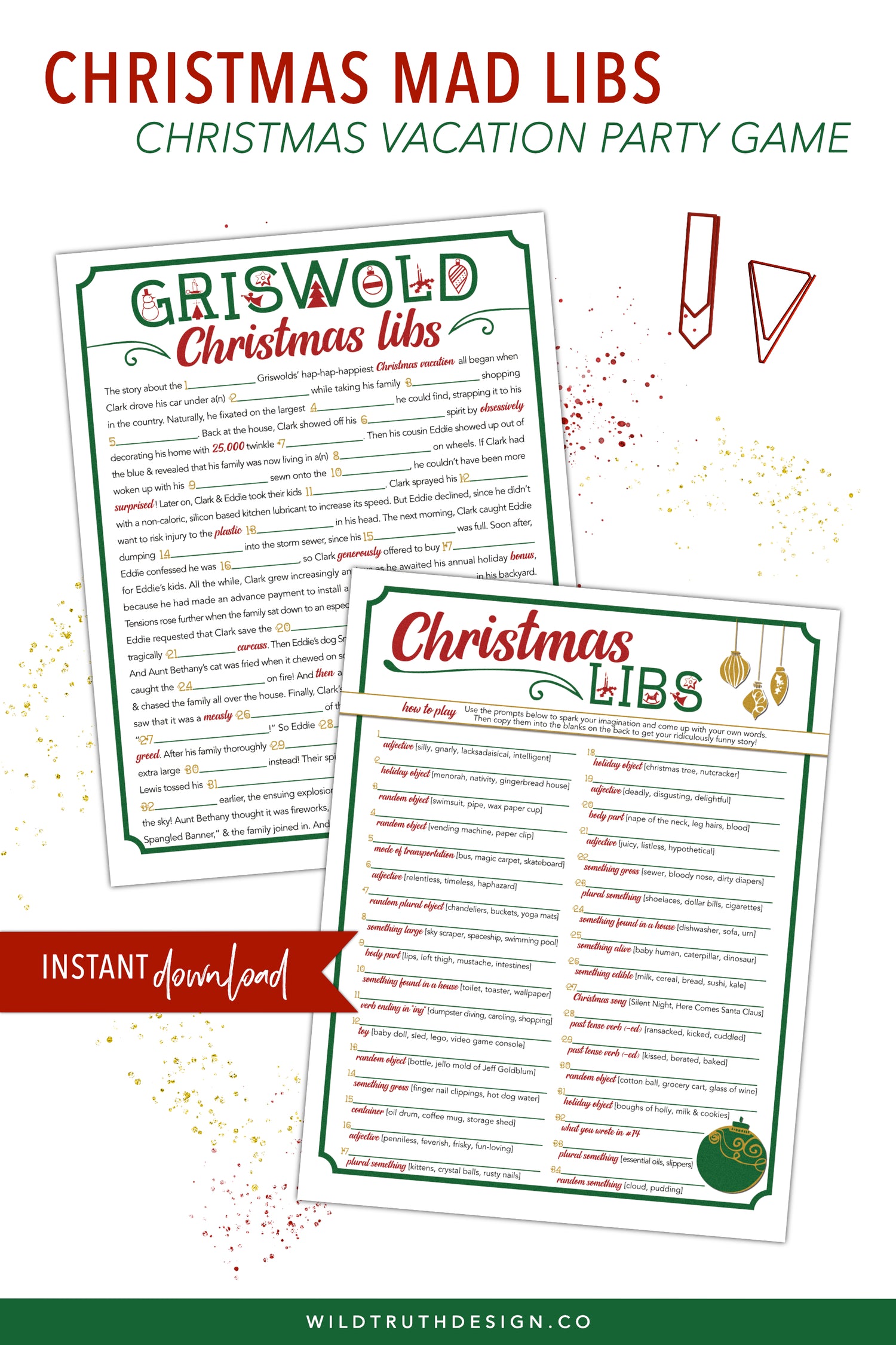 Christmas Mad Libs - Christmas Vacation Party Game