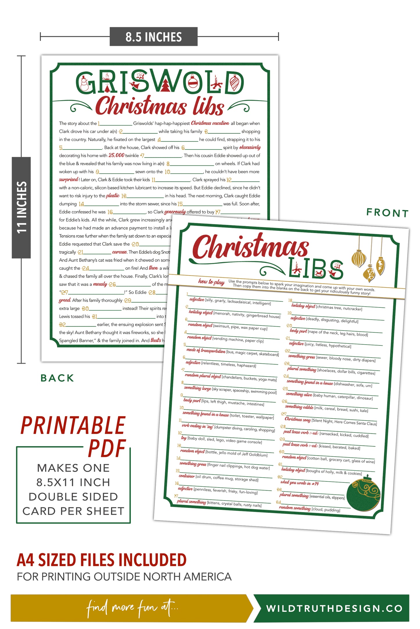 Griswold Christmas Party Game Printable
