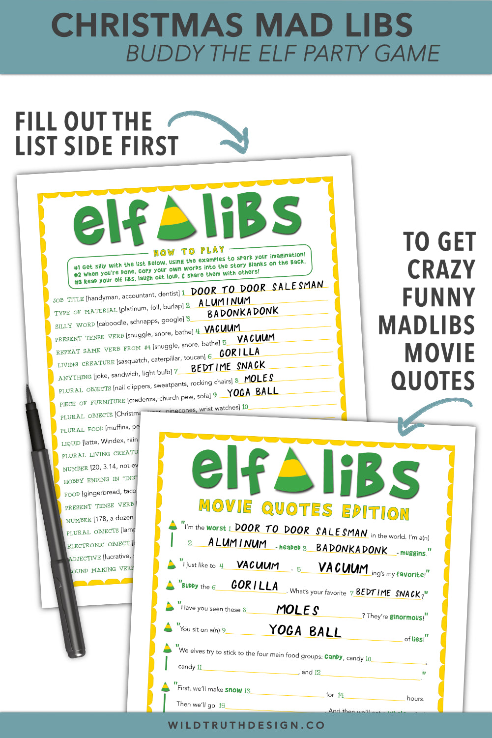 Christmas Mad Libs - Buddy The Elf Party Game