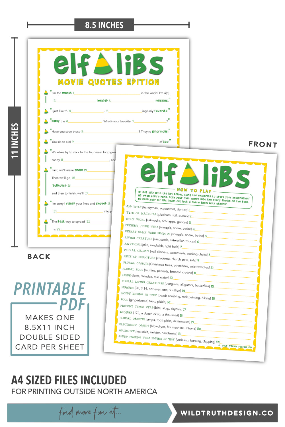 Elf Libs - Buddy The Elf Movie Party Game