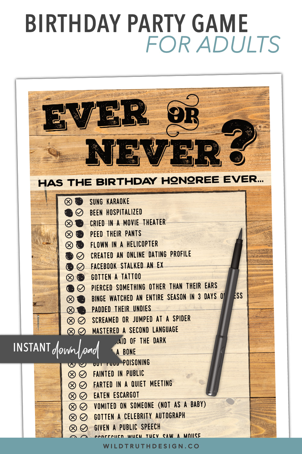 Ever or Never? Gender Neutral Birthday Game For Adults