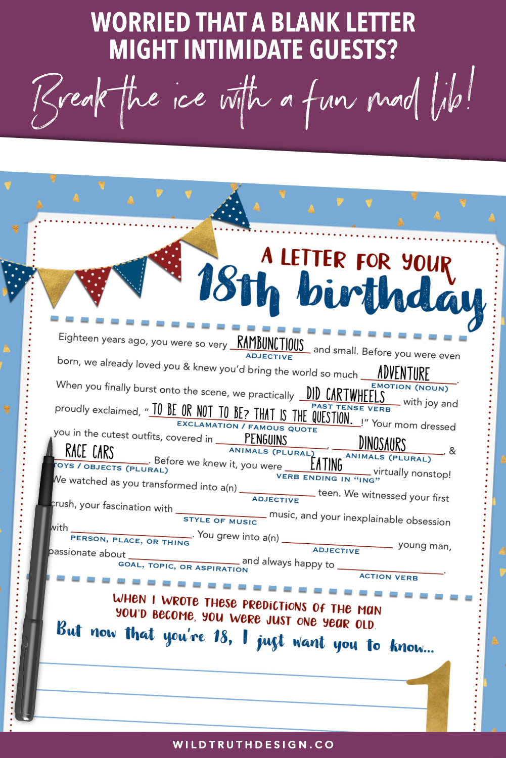 First Birthday Letters To Son - Mad Lib