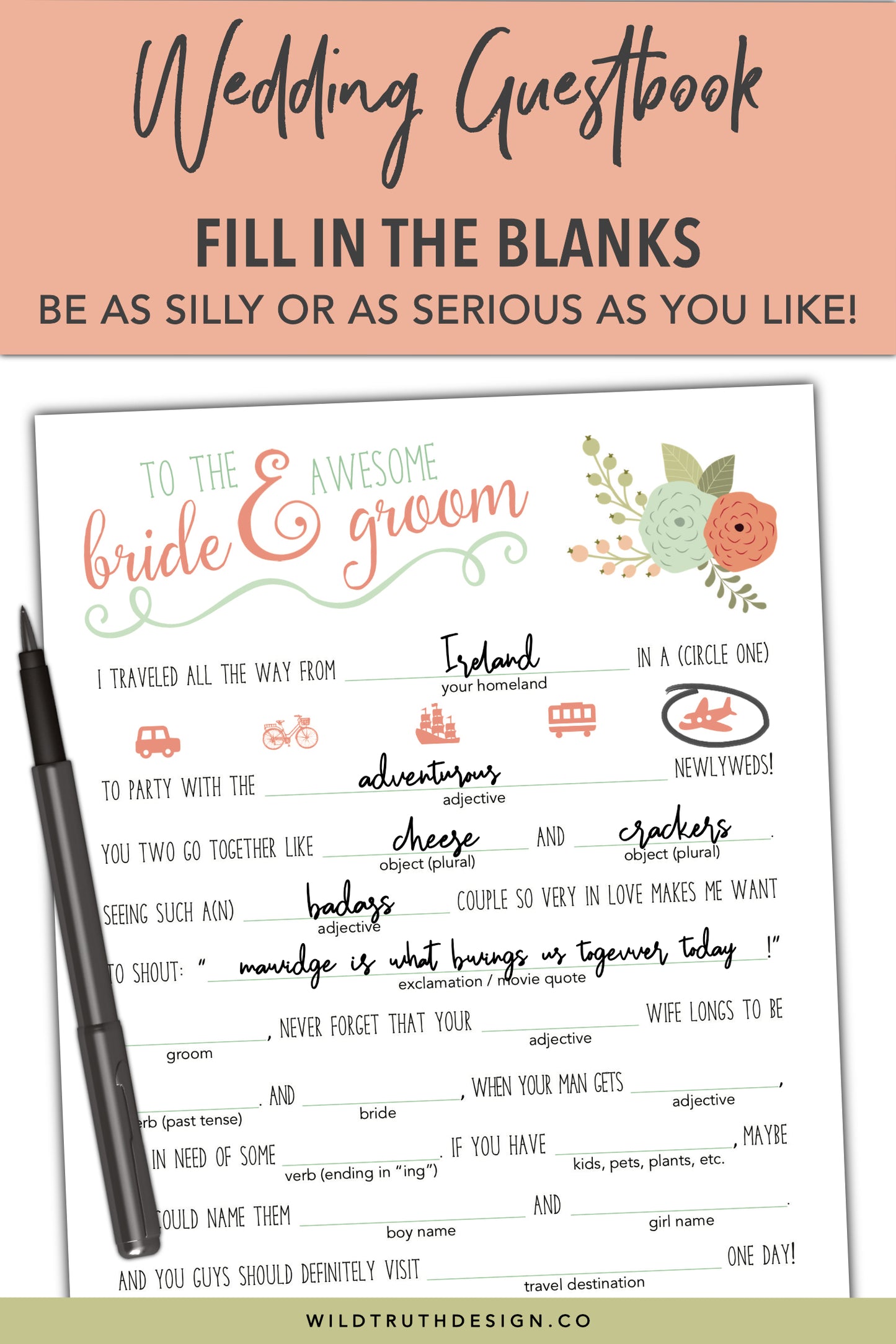 Wed Libs Shower Game & Wedding Guest Book