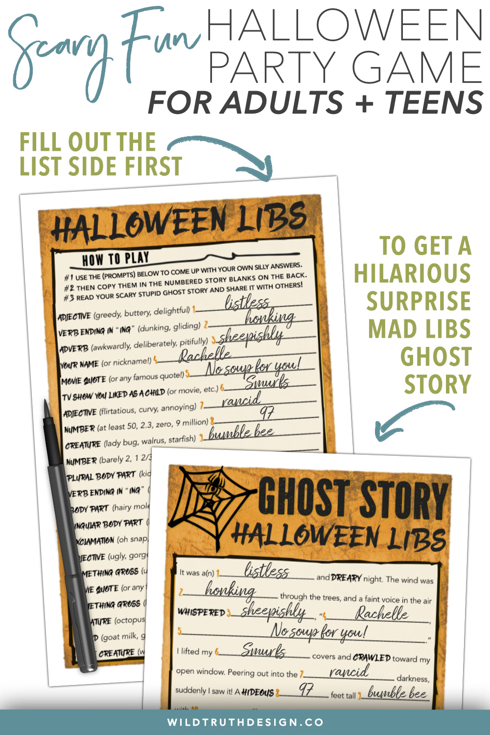 mad libs halloween dinner party games