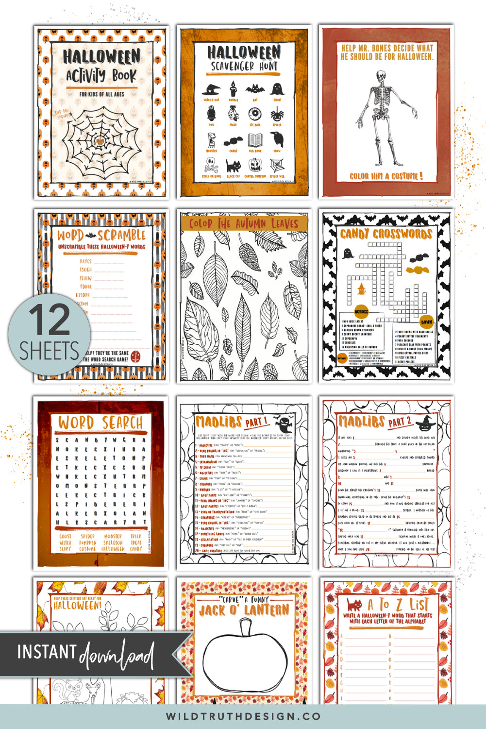 Kids Halloween Activity Pages