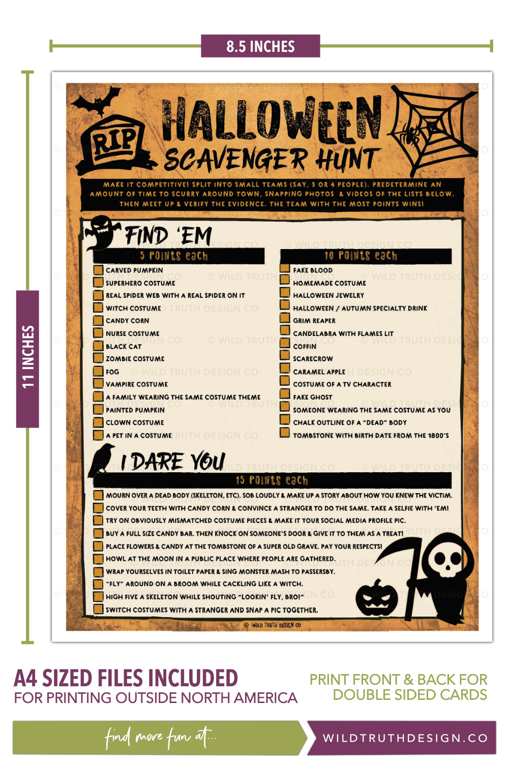 Halloween Scavenger Hunt Around Town - College Students