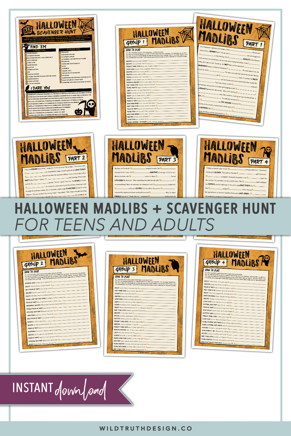 Group Halloween Games Adults - Mad Libs, Scavenger Hunt