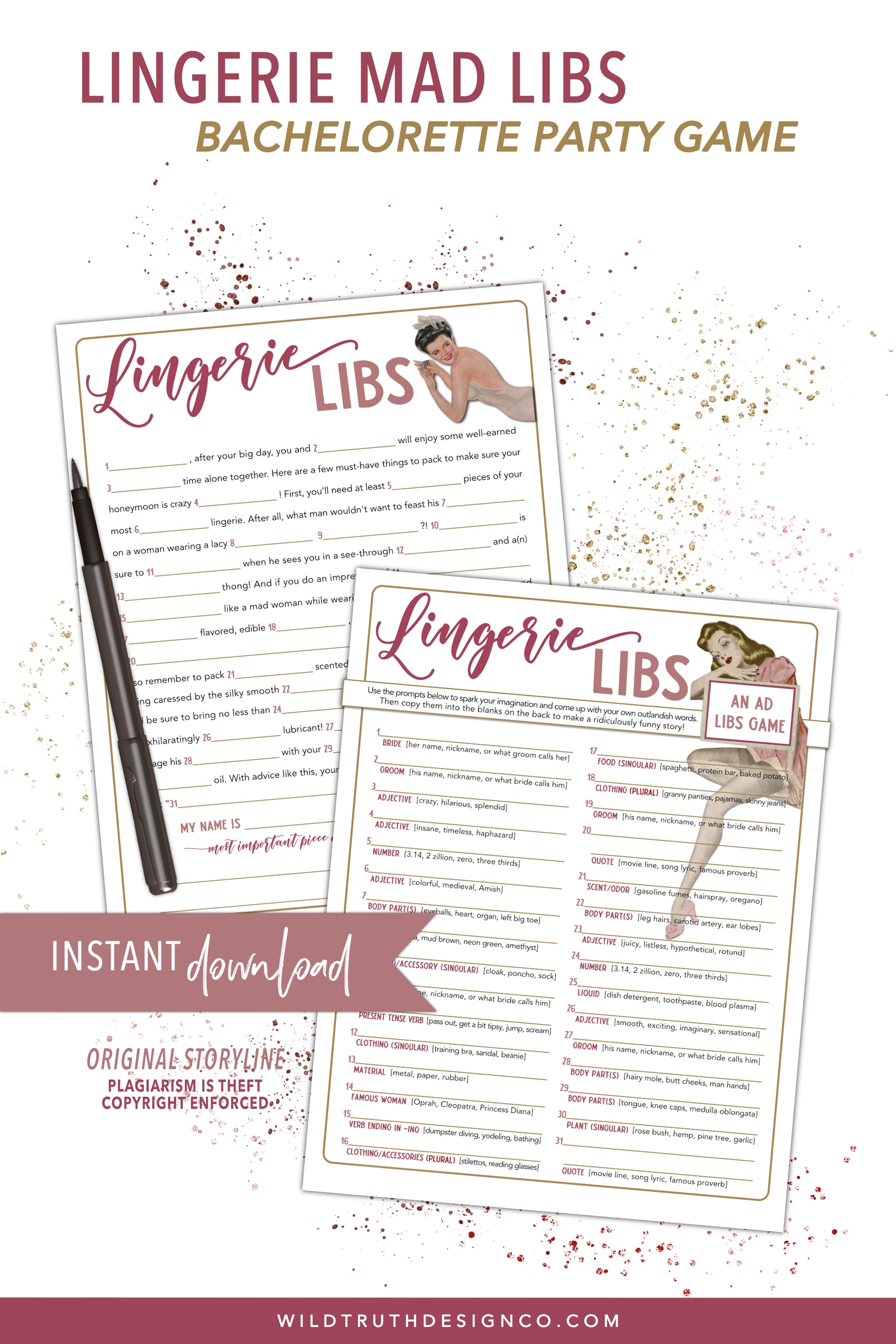 Hilarious Lingerie Ad Lib - Bachelorette Party Game Wild Truth Design Co Hilarious Lingerie Ad Lib - Bachelorette Party Game Wild Truth Design Co