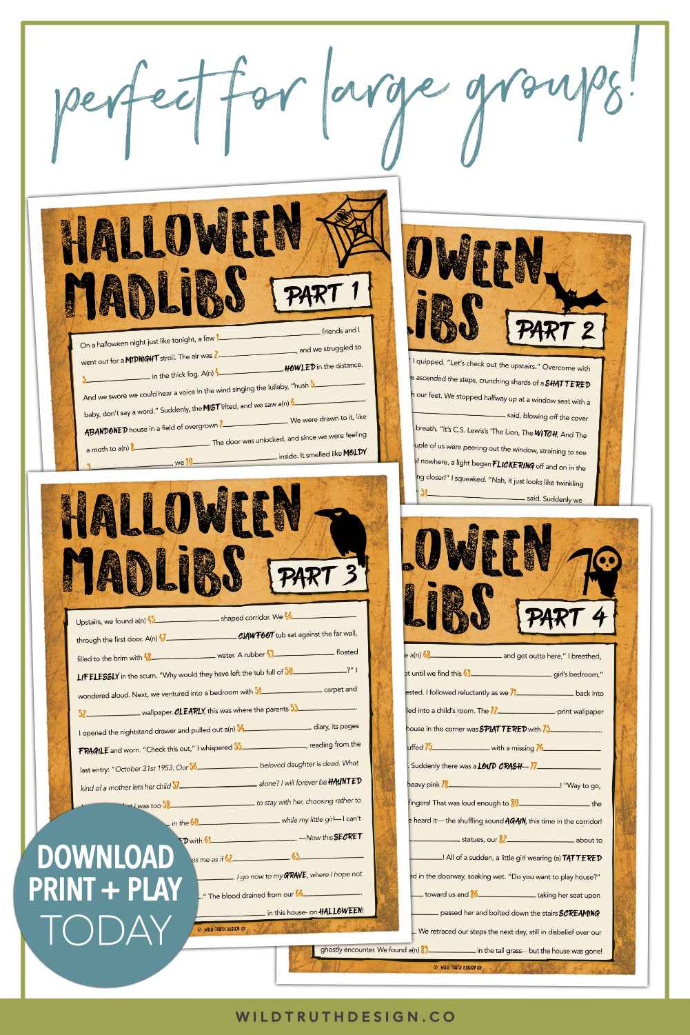 fun halloween party games for adults - mad libs