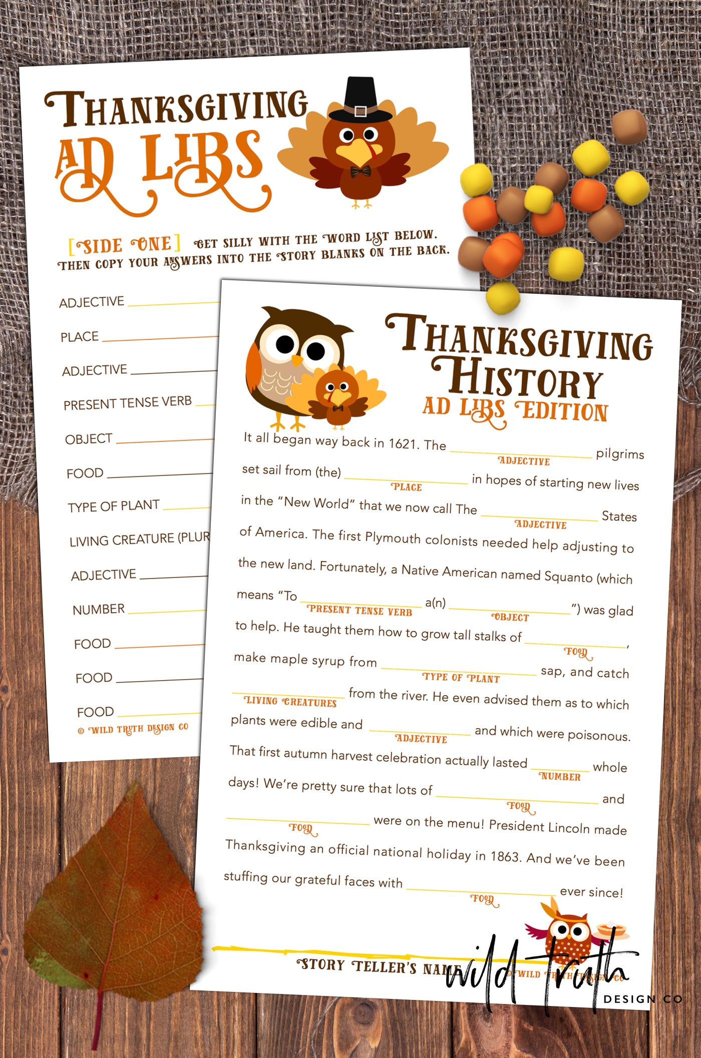 Thanksgiving Mad Libs Game For Family, School, Or Office Party